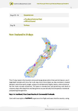 example page 2 from our offline Travel Guide for New Zealand